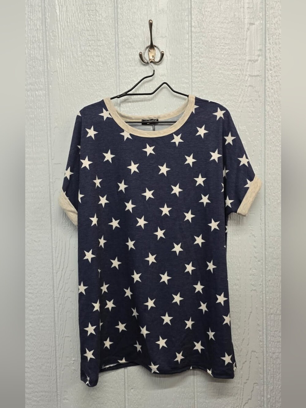 New 2X HEIMISH USA Navy and White Stars Tee